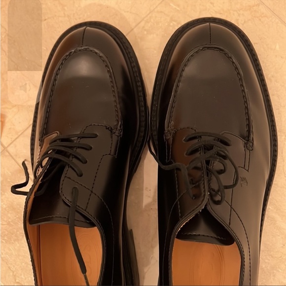 Men’s Tods Derby shoe black leather made in italy size 9 - Picture 10 of 13